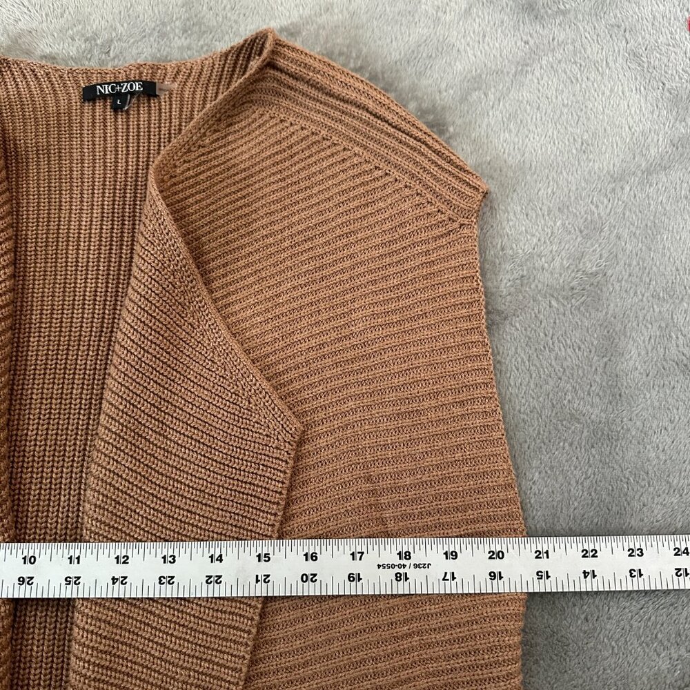 Nic + Zoe Open Sweater Cardigan Sleeveless Topper Women's LARGE Tan Neutral - Picture 3 of 6